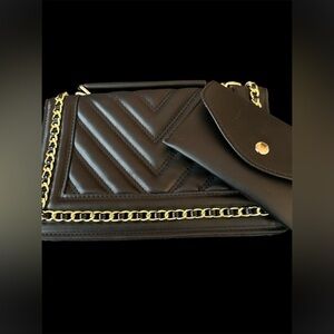 Black purse with Goldtone chain and mini wallet